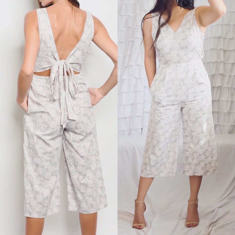 Desert Palm Boho Print Tie Back Jumpsuit